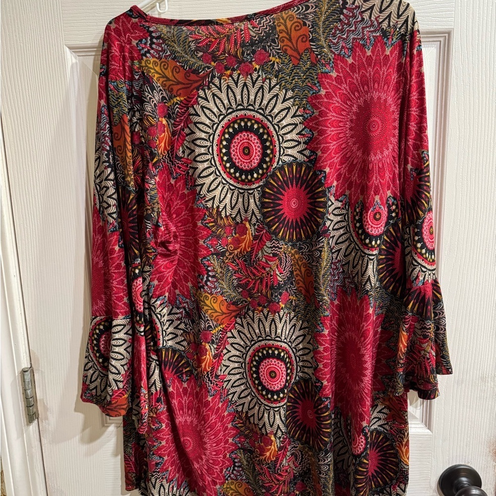 Voll Style Red and Black Floral Blouse